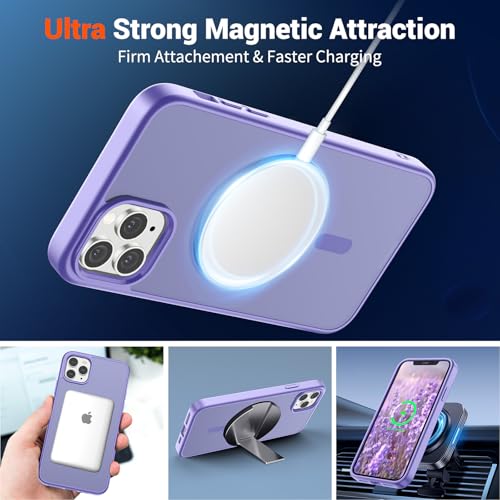 Image of SUPFINE Magnetic for iPhone 11 Pro Max Case Purple | (Compatible with MagSafe)(Military Grade Drop Protection)Shockproof Translucent Matte Phone Cover