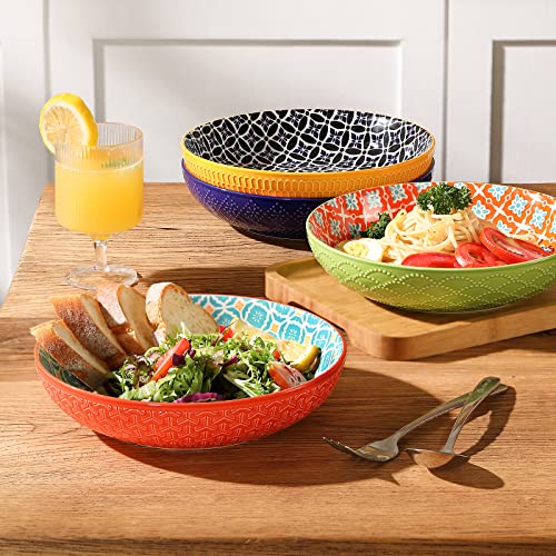 Large Ceramic Pasta Bowls, 40 Oz, Set of 4, Dishwasher & Microwave Safe