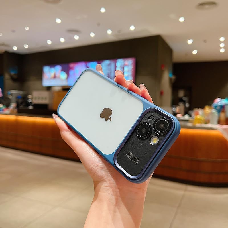 Image of LuxuryKase Shockproof Clear Case for iPhone 14 | Camera Lens Protection | Slim Transparent Soft TPU Bumper | Anti-Yellow | Flexible Scratch Resistant Protective Cover - Blue