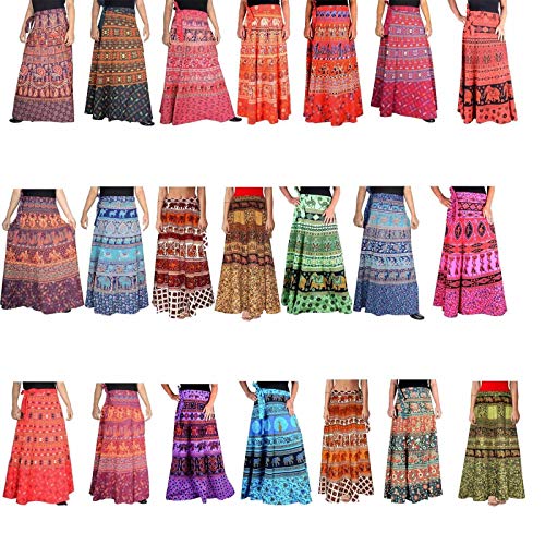 Boho Sanskriti Women's Wrap Around Hippie Boho Girls Wear Summer Dress Skirt Indian Mandala Printed Cotton2