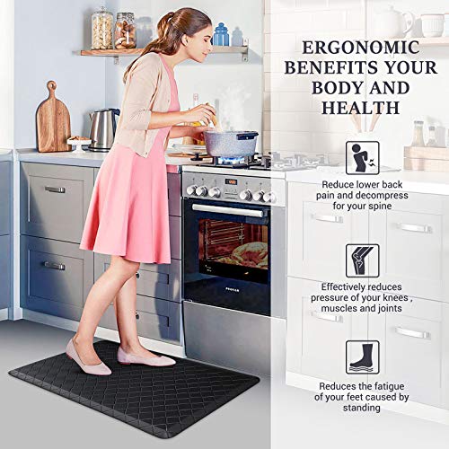 HappyTrends Floor Mat Cushioned Anti-Fatigue ,17.3"x28",Thick Waterproof Non-Slip Mats and Rugs Heavy Duty Ergonomic Comfort Rug for Kitchen,Floor,Office,Sink,Laundry,Black by HappyTrends - Used condition - Image 6