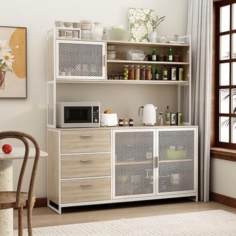 PREMTURE Kitchen Pantry Storage Cabinet with Drawers Cover