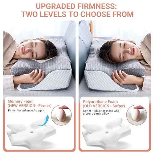 Elviros Orthopädisches Nackenkissen aus Memory Foam OEKO-TEX, für Rücken- und Seitenschläfer, Nackenschmerzen lindern, W