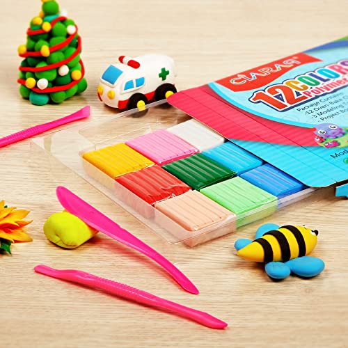 Image of CiaraQ Polymer Clay Kit, Mini Modeling Clay Set | for Kids /Beginners / Artist, 12 colors