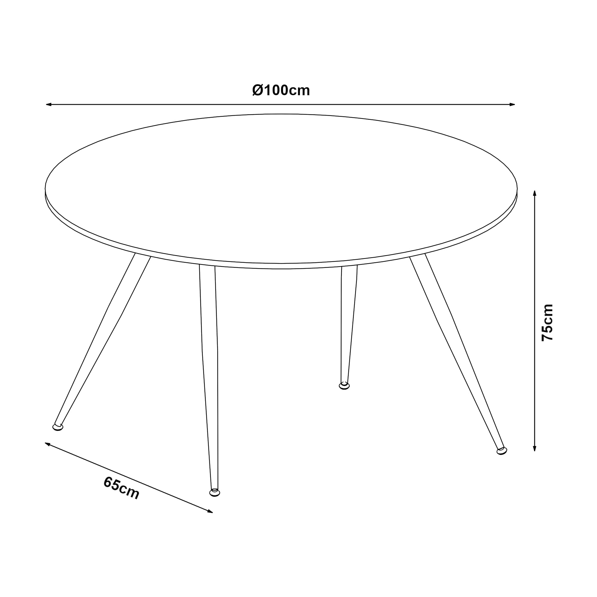 [en.casa] Esstisch Fitjar für 4 Personen Ø100 cm Esszimmertisch runde Tischplatte Küchentisch Stahlbeine Beton-Optik