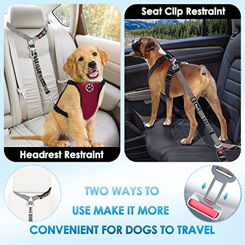 Image of SlowTon Dog Seat Belt for Car, 2 Pack Dog Car Harness Seatbelt with Bungee