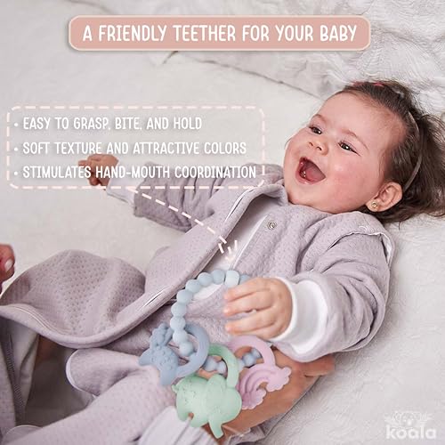 Image of Baby Silicone Teething Toy - BPA-Free Teether Ring for Infants 0-12 Months - Soft and Textured for Teething Relief - Easy to Hold Chew Toy - Soothes Sore Gums & Supports Oral Development
