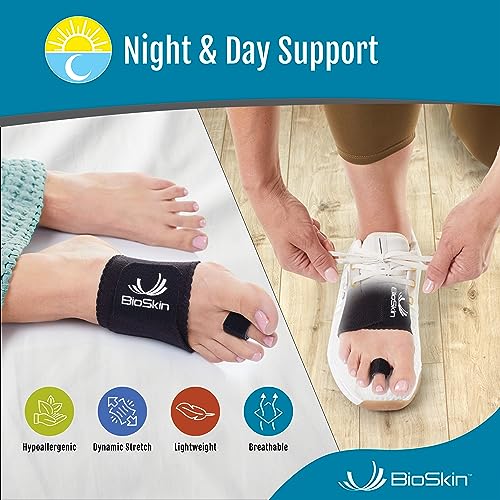 BioSkin Hammer Toe Straightener - Patented Toe Corrector for Women & Men, Corrector for Crooked or Curled Toes, Dorsal Drift, Floating Toes, Foot Pain Relief, 1 Compression Foot Wrap & 2 Toe Straps