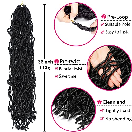 Soft New Faux Locs Super Long Goddess Crochet Hair Pre Looped Natural Braid Curly Wave Braiding Hair（36Inch #1B 6Packs)… #TOP1