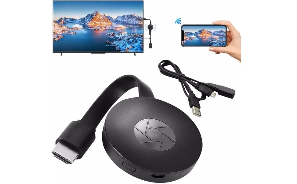 Dongle HDMI Wireless, Adattatore Display WiFi 2.4GHz, Streaming HD, Compatibile con TV e Smartphone, Nero
