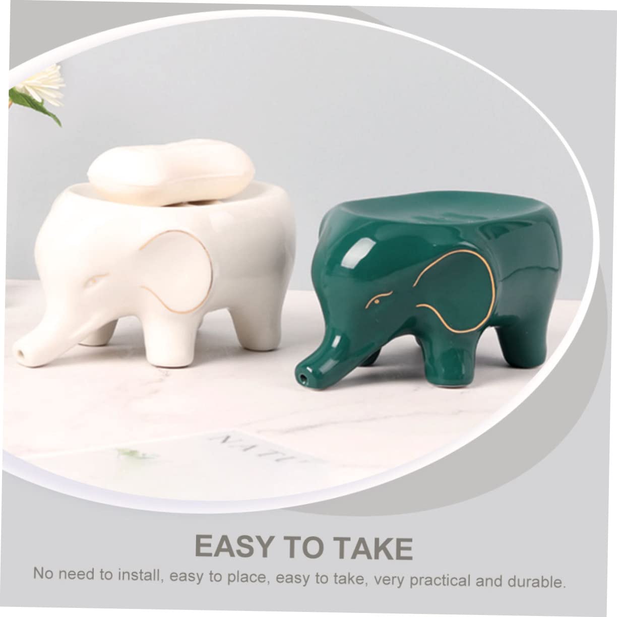 Jabonera Creativa de Cerámica Color Claro Forma de Elefante