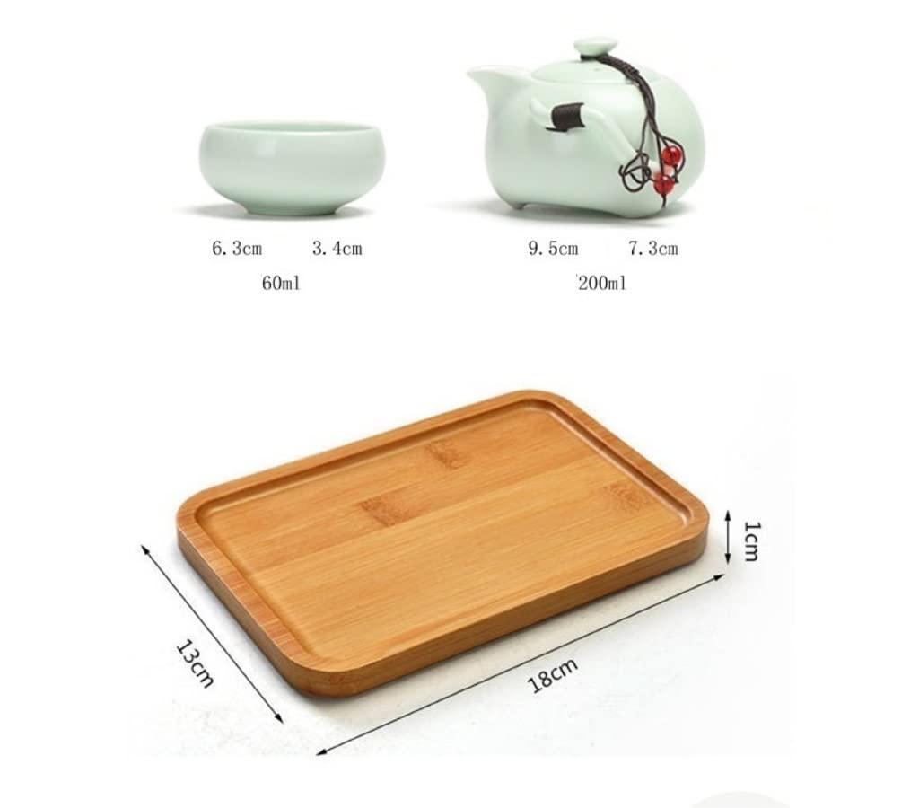 Zestaw Herbaty Przenośny podróżny zestaw do herbaty chiński ręcznie robiony ceramiczny czajniczek i 4 filiżanki bambusowy Teatray Dzbanek do Filiżanki(A)