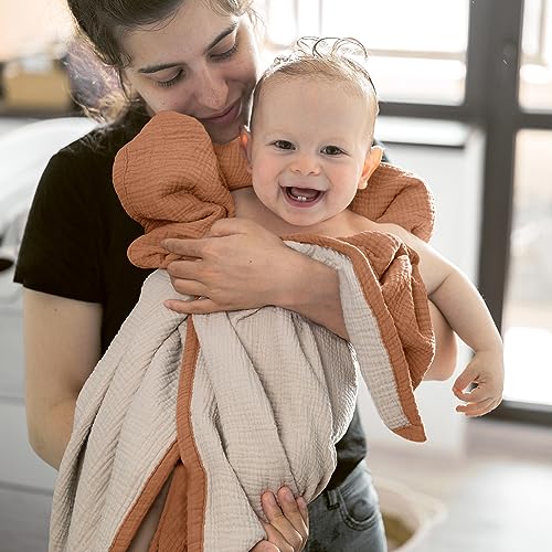 Image of lulumoon Muslin Baby Blanket Neutral: Cotton Toddler Blanket for Daycare