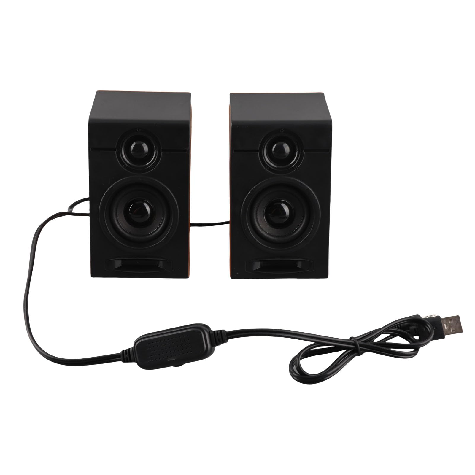 USB Wired Speakers, HiFi Clear Sound Quality Deep Bass Computer Speakers Wooden Color for TVs for Laptops-image-3
