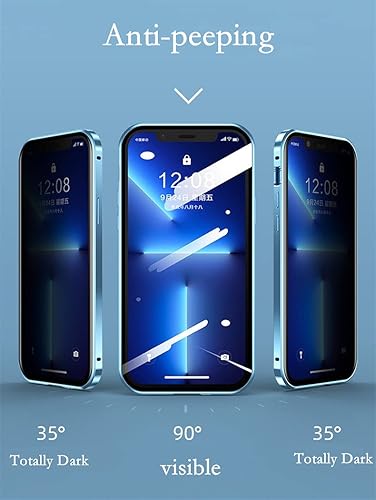 Miniatura 4 de Funda con pantalla antiespía para iPhone13 Pro Max, bloqueo de marco de metal + absorción magnética, antiespías 360, cuerpo completo, funda de