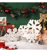 4Pcs Winter Snowflake Wooden Signs, Winter White Distressed Wood Snowflake, Farmhouse Country Chr...