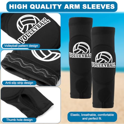 Volleyball Arm Pads and Knee Pads, Volleyball Accessories Forearm Sleeve Knee Protec-Tion Pads Soft Volleybal-l Train Sleeve for Girl Beginner(Color:Black)