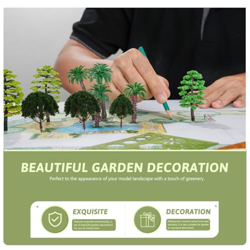 Image of Housoutil Model Scenery Landscape Trees 20 Pcs Miniature Tree Models 1.18-3.15 in Dark Green Diorama Artificial Tree for N Scale Train Layout Model Landscape Scenes Crafts