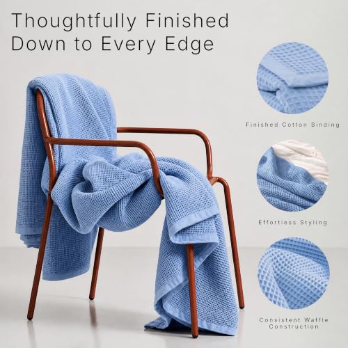 Image of GOTS Certified 108 inchX90 inch King 100% Organic Cotton Waffle Blanket-Powder Blue | Premium Waffle Blankets & Throws for Bed, Throw Blanket for Couch, Modern & Cozy Blanket, All Season, Comfy and Soft Blankets