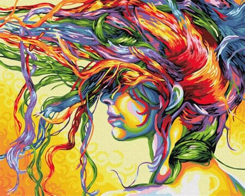 Qijinn Pintar por Numeros Adultos,sin Marco Cabello teñido de mujer DIY Kit de Pintura Al óLeo de Lienzo con 3 Pinceles,Pigmento Acrílico Manualidades Hogar Decoración Paint by Numbers 60x75 cm