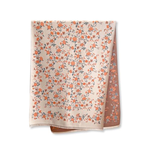 Winter Scarf Cashmere Shawl Romantic Rose Pattern Two-Color Reversible Scarf With Tassel Large Pashmina Warm Stole