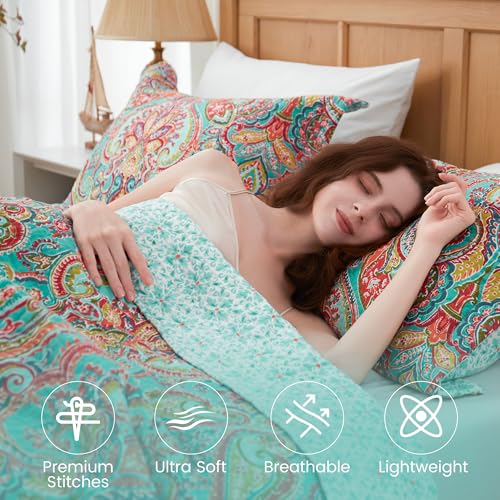 NEWLAKE Cotton Bedspread Quilt Sets-Reversible Patchwork Coverlet Set, European Gorgeous Floral Pattern, King Size