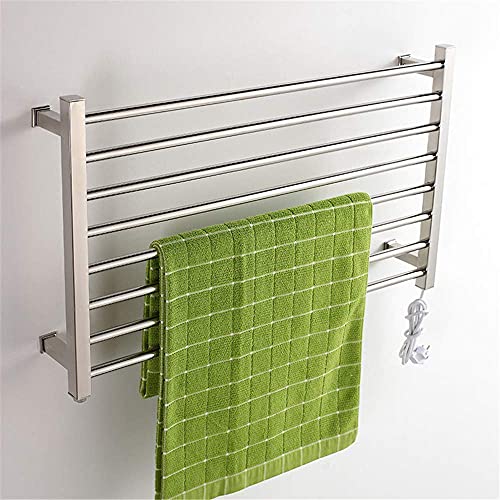 CLRAWSHB Toallero eléctrico - Toallero eléctrico montado en la Pared, radiador toallero térmico de Acero Inoxidable con 8 Barras, toallero eléctrico, para baño, Brillante