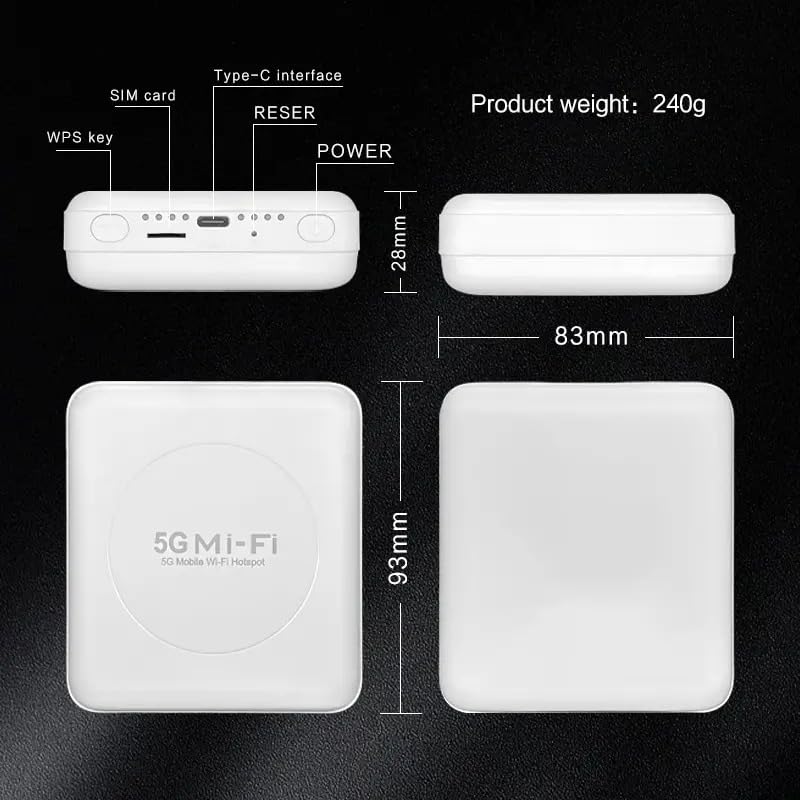 Image of GIANAC 5G Portable WiFi Hotspot Dongle | Up to 2Gbps Speed | 10000mAh Battery | Dual Band 2.4GHz /5.8GHz | Supports 10 Devices | All SIM Support (5G /4G LTE /3G)