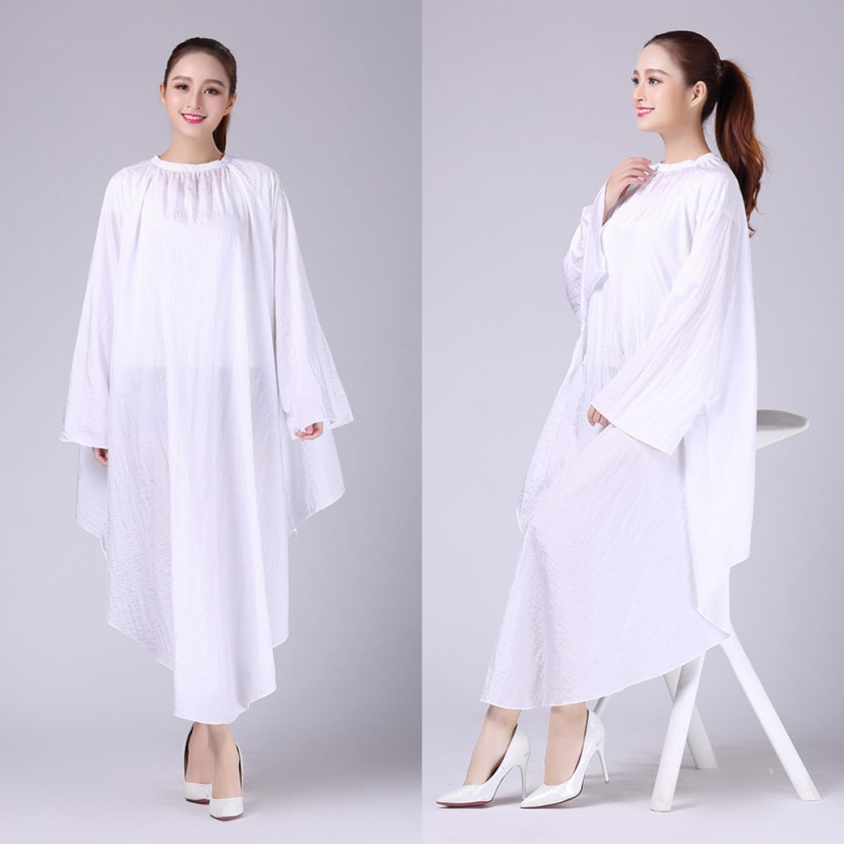 Mikikit Hair Apron Lightweight Fabric Cape Cutting Hairdressing Nylon Gown Easy to Clean Haircut Robe for Women and Men Salon Perm
