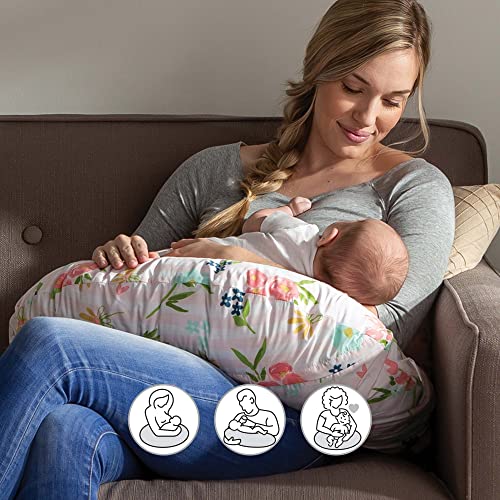 Boppy Original Nursing Support, Fka Boppy Nursing Pillow, Pink Floral Stripe, Ergonomic Breastfeeding, Bottle Feeding, And Bonding, With Hypoallergenic Fiber Fill, Removable Cover, Machine Washable #TOP2