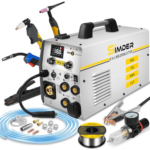 SSIMDER MIG Welder Plasma Cutter Combo 6 in 1 Multiprocess Welder 110V 220V 160A Gas MIG/Flux...