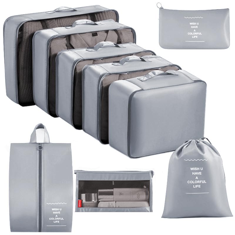 9 set Packing Cubes for Travel,Effortless Organization Cube for Quick Packing& Unpacking, Travel Must Have Suitcase Organizer Essentials for any