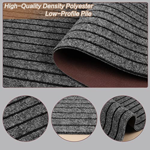 Heyroll HWDT-STRIPE GRAY-2AND6 2' X 6' Runner Rugs With Rubber Backing thumb #1