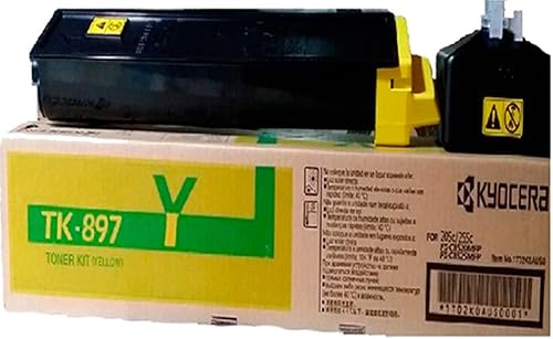 Kyocera 1T02K0AUS0 Modelo TK-897Y Cartucho de tóner para uso con impresoras multifuncionales a color Kyocera FS-C8520MFP, FS-C8525MFP, TASKalfa 205c