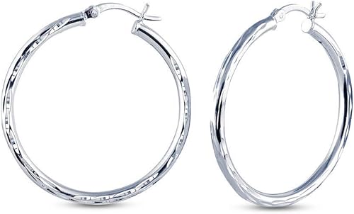 Miniatura 2 de Charmsy - Juego de 2 pares de aros clásicos de plata de ley 925 para mujer, 1.575 in, Plata Esterlina