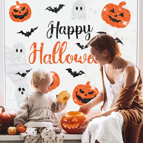 Stickers Halloween électrostatiques sans colle pour vitres et miroirs