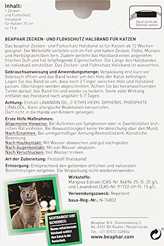 beaphar Zecken- und Flohschutz Spot On für Katzen, Zecken- und Flohschutz mit Margosa Extrakt, 3 x 0,8 ml & Flohschutz Halsband für Katzen | Zeckenschutz für Katzen