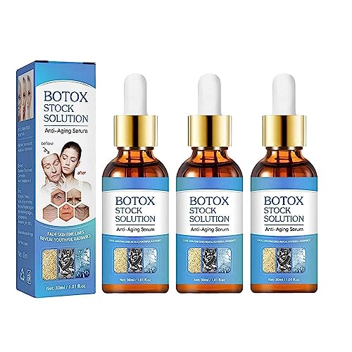 3 Pcs Botox Stock Solution Facial Serum, Botox Face Serum Botox in a Bottle Serum Instant Face Tightening, Youthfully Botox Stock Solution Anti-aging Serum for Women