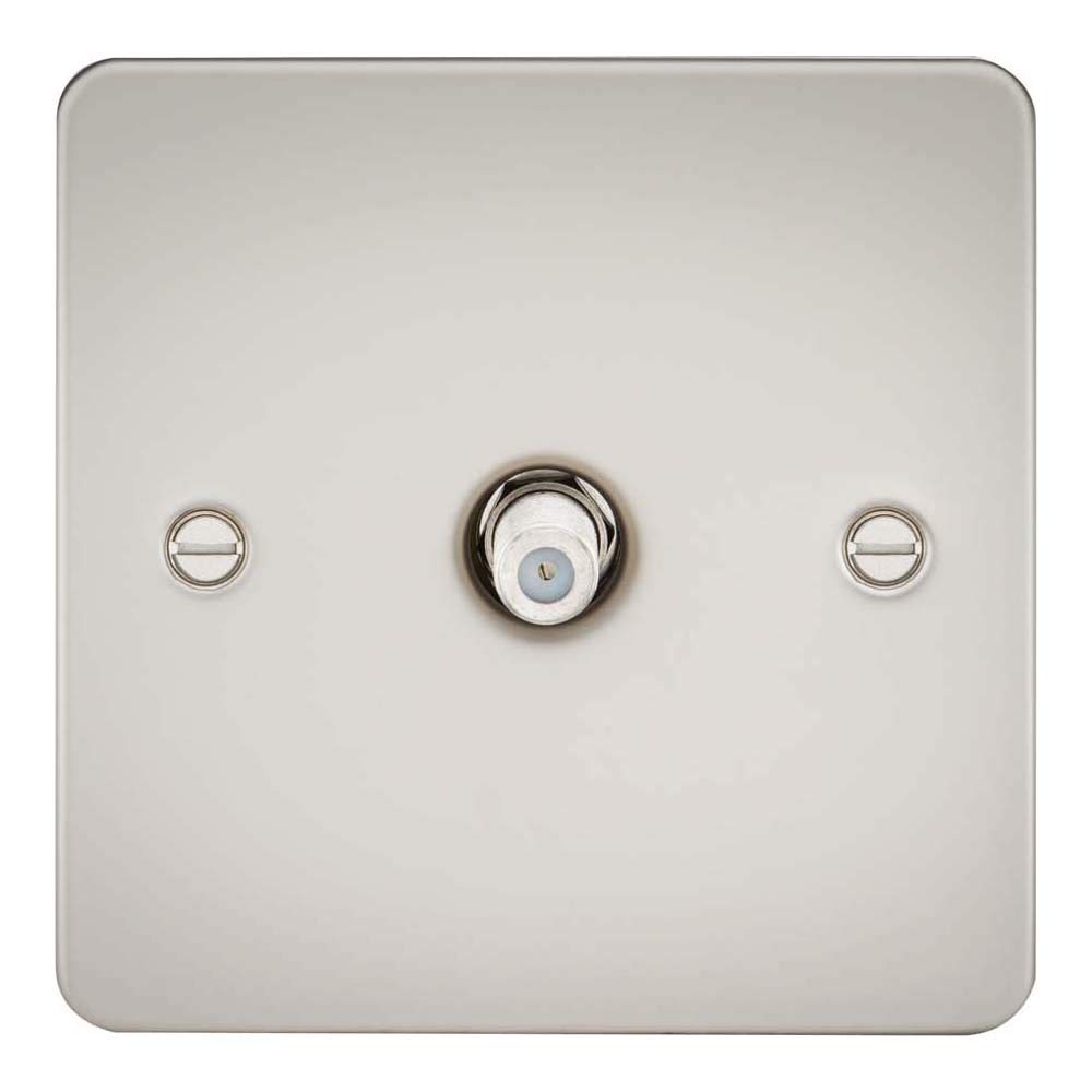 Knightsbridge FP0150PL FP0150 FPAV0150PL Flat Plate 1G Sat Tv Outlet (Non-Isolated) -Pearl, 230 V