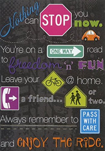 Driver's License Embossed Signs and Words - Designer Greetings Congratulations Card