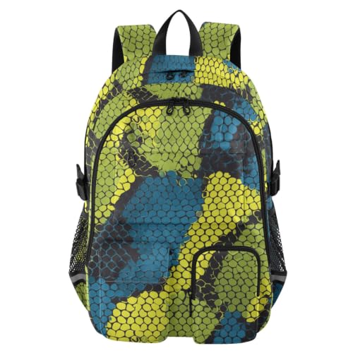 Mochilas de viaje para laptop de 15.6 pulgadas con estampado de serpiente azul y verde