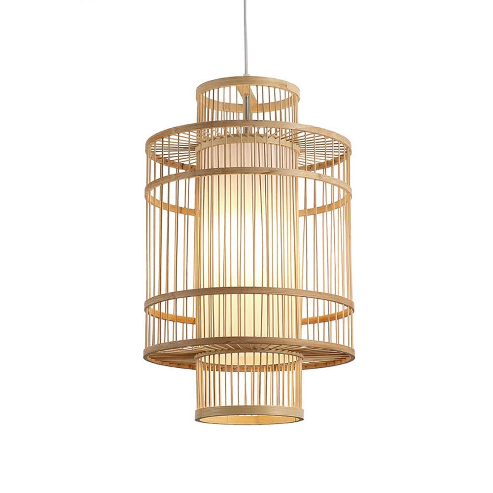 Suspension en bambou pour îlot de cuisine lustre tressé main