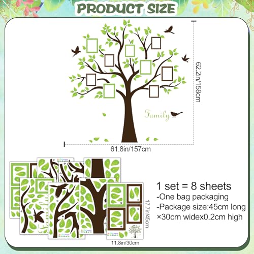 RAINBOW WSK Large Family Tree Wall Decor - Picture Frame Collage Wall Stickers Decor Family Photos Wall Decals Peel and Stick for Classroom Living Room Home 62 x 61 inch RW-3991 (01-Tree) by RAINBOW WSK - Used condition - Image 4