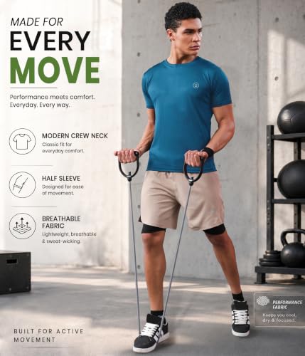 Image of CHKOKKO Gym T Shirts for Men Workout Activewear Solid Quick Dry Sports Tshirt for man Breathable Lightweight Half Sleeve Regular Fit Round Neck Running Boys T Shirt