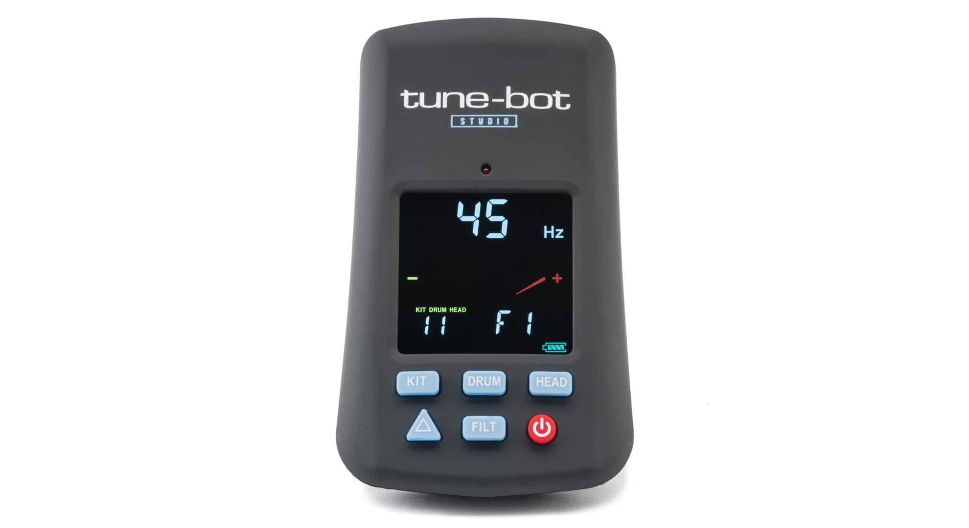 Overtone Labs Tune-Bot Studio TBS-001 Digitales Schlagzeug-Stimmgerät mit Clip, Frequenz- & Tonhöhenmessung, Speicherfunktion für 5 Drumkits, LCD-Farbdisplay, inkl. Etui