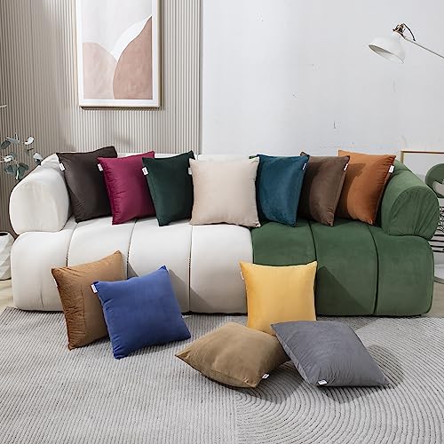 Image of HOKIPO Velvet Cushion Cover 22x22 in / 55x55 cm, Moss Brown, Pack of 2 (IN-579-MBRN-22IN*2)