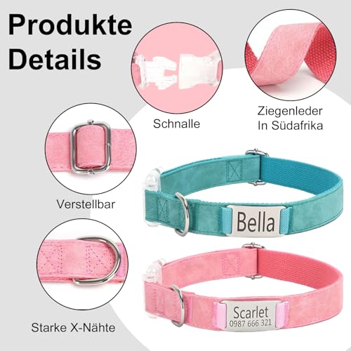 Hundehalsband mit Namen Telefonnummer - Halsband Hund Personalisiert, Bequeme, Einzigartige Halsbänder, Geeignet für Kleine, Mittelgroße und Große Hunde und Katzen(S,Braun)