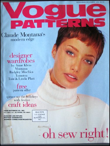 VOGUE PATTERNS magazine November / December 1994 (Fashion, sewing, Claude Montana's modern edge, designer wardrobes)