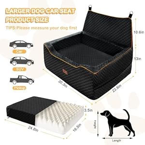 Dog Car Seat for Larger/Medium Dog,Dog Booster Seat,Dog Car Bed,Washable Removable Pet Travel Safety Pet Car Seat with Storage Pockets,Dog Travel Bed Suitable for Dogs Under 60Lbs(Black) Dog Car Seat for Larger/Medium Dog,Dog Booster Seat,Dog Car Bed,Washable Removable Pet Travel Safety Pet Car Seat with Storage Pockets,Dog Travel Bed Suitable for Dogs Under 60Lbs(Black)