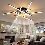 Dceinz Tipo A Stelo Ventilatore Da Soffitto Con Luce Dimmerabile E Silenzioso Con Funzione Di Memoria Rotazione Avanti E Indietro Sei Lampadario Con Ventilatore Da Soffitto,Nero-6